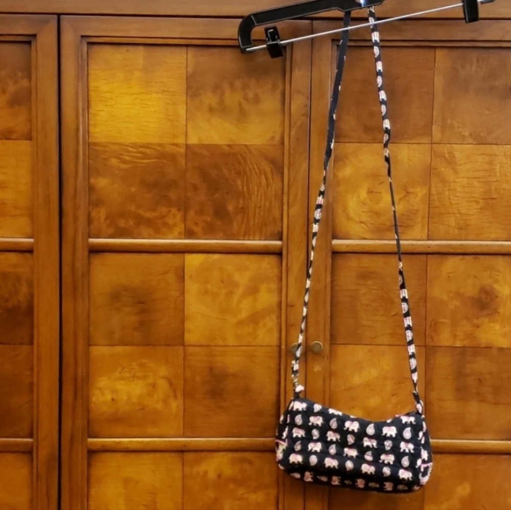 Vera Bradley VINTAGE Women's Pink Quilted Elephant Pattern  Crossbody Bag